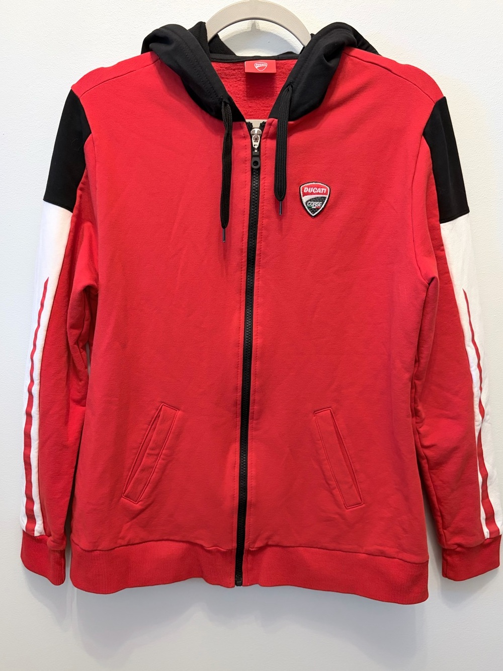 Official Ducati Corse Hooded Full Zip Red/Black Sweatshirt Jacket - Men's XL